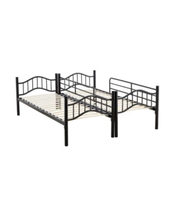 LETTO A CASTELLO BELLAHOME "BERNA"  SCOMPONIBILE IN 2 LETTI SINGOLI IN FERRO NERO 203X83X145,5 CM